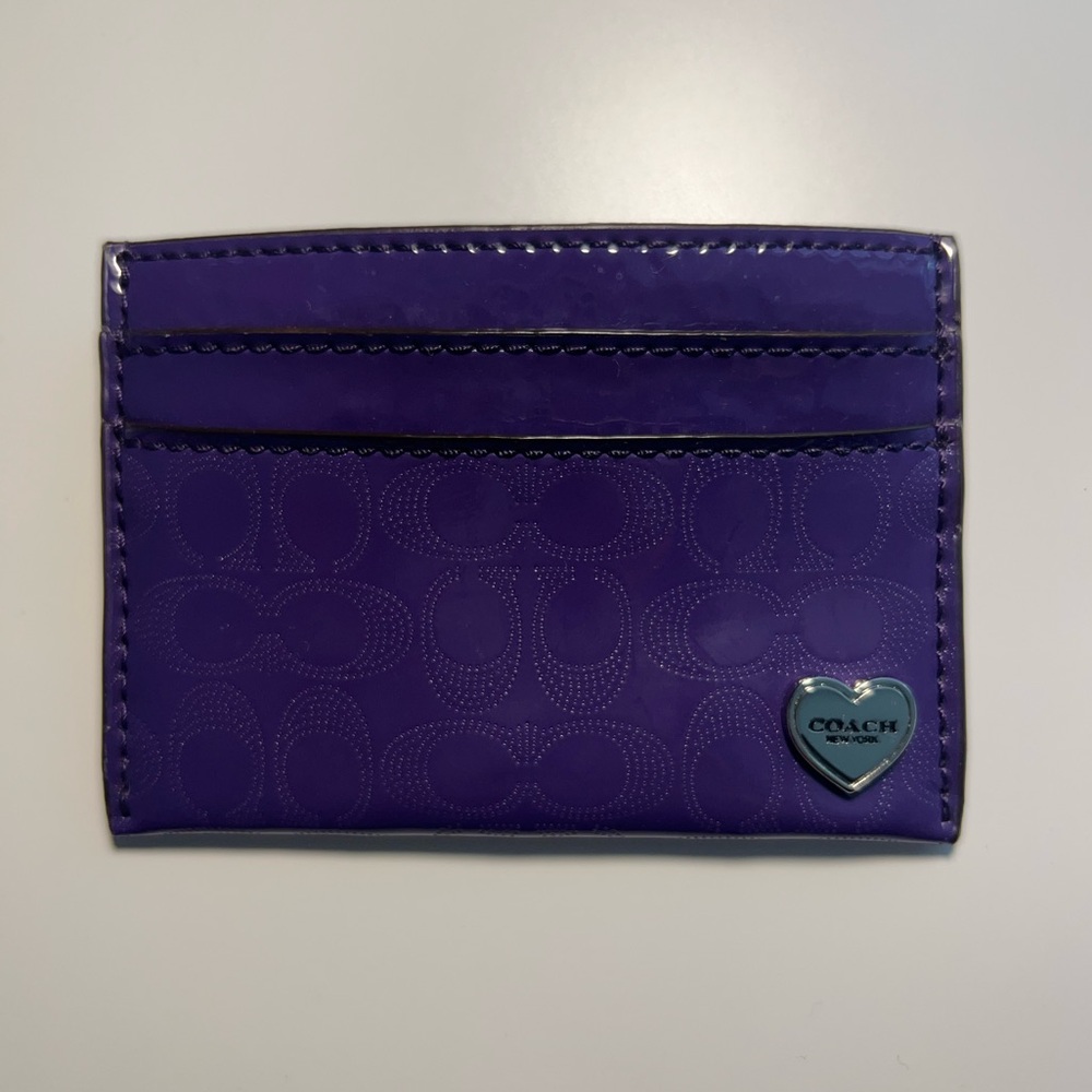 Coach Card Holder | Purple Leather OS